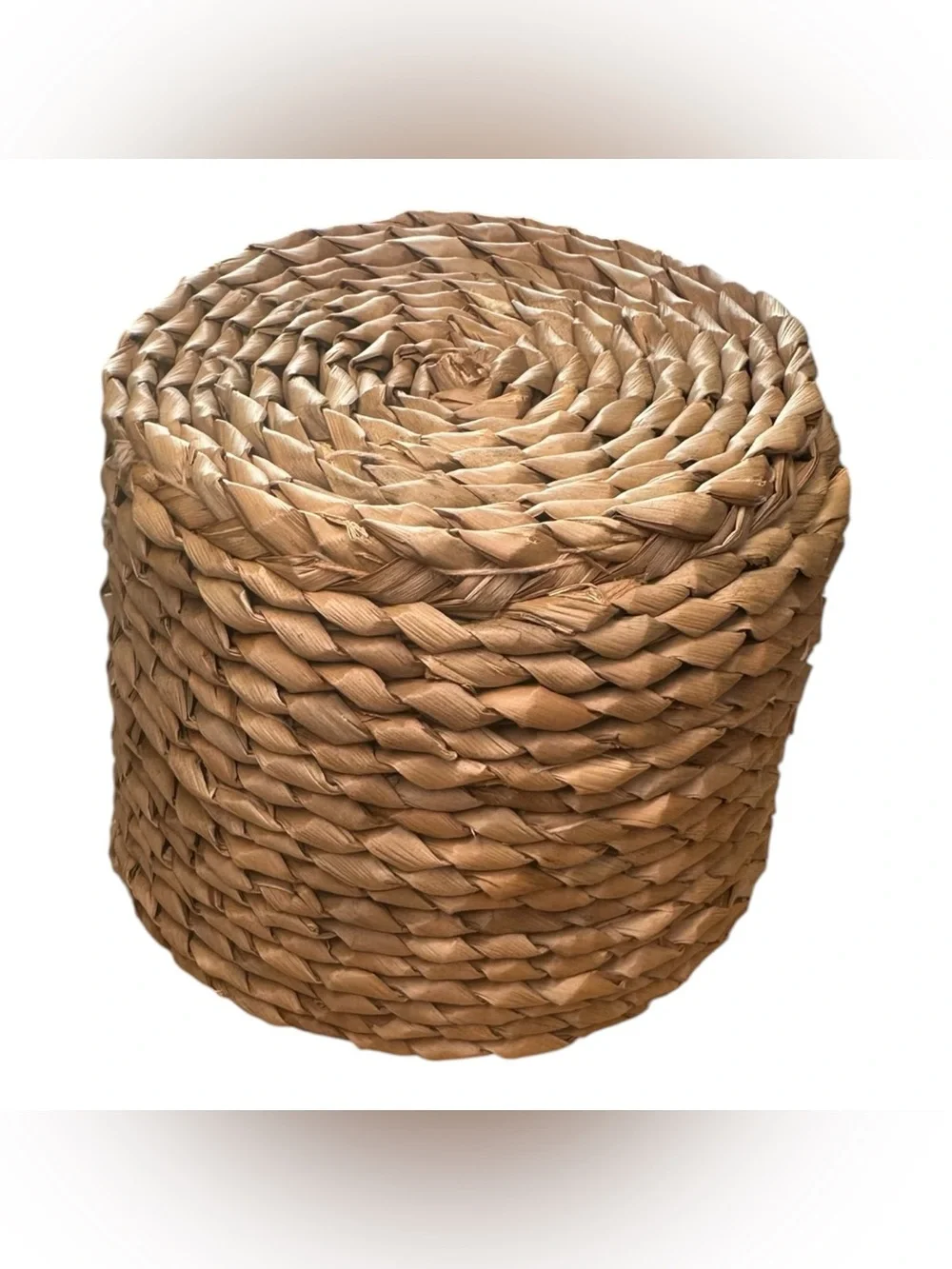 Handwoven Natural Fiber Basket 6” Round Rustic Boho Farmhouse Storage Decor
